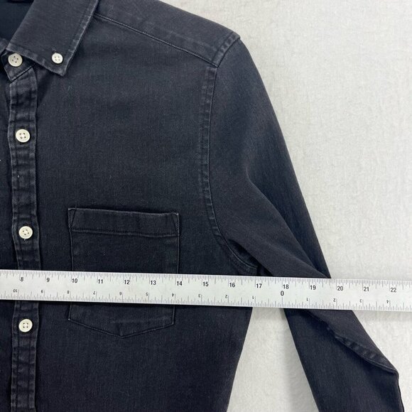 Asos Design Button Down Shirt Mens XS Black Denim Long Sleeve Classic Fit Casual - Picture 3 of 12